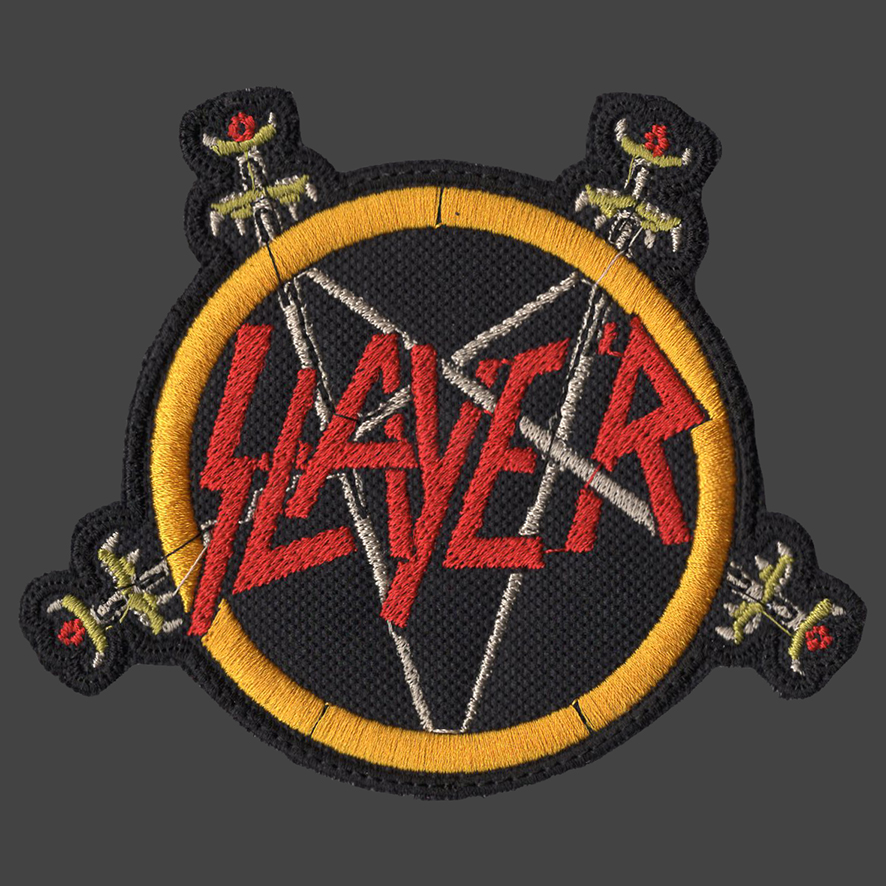 10cm x Slayer Patch Scratched Band Logo offiziell Nue Schwarz Cotton Sew On 